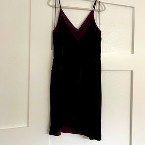 Adelyn Rae Asymmetrical Hem Velvet Slip Dress in Maroon Size Large